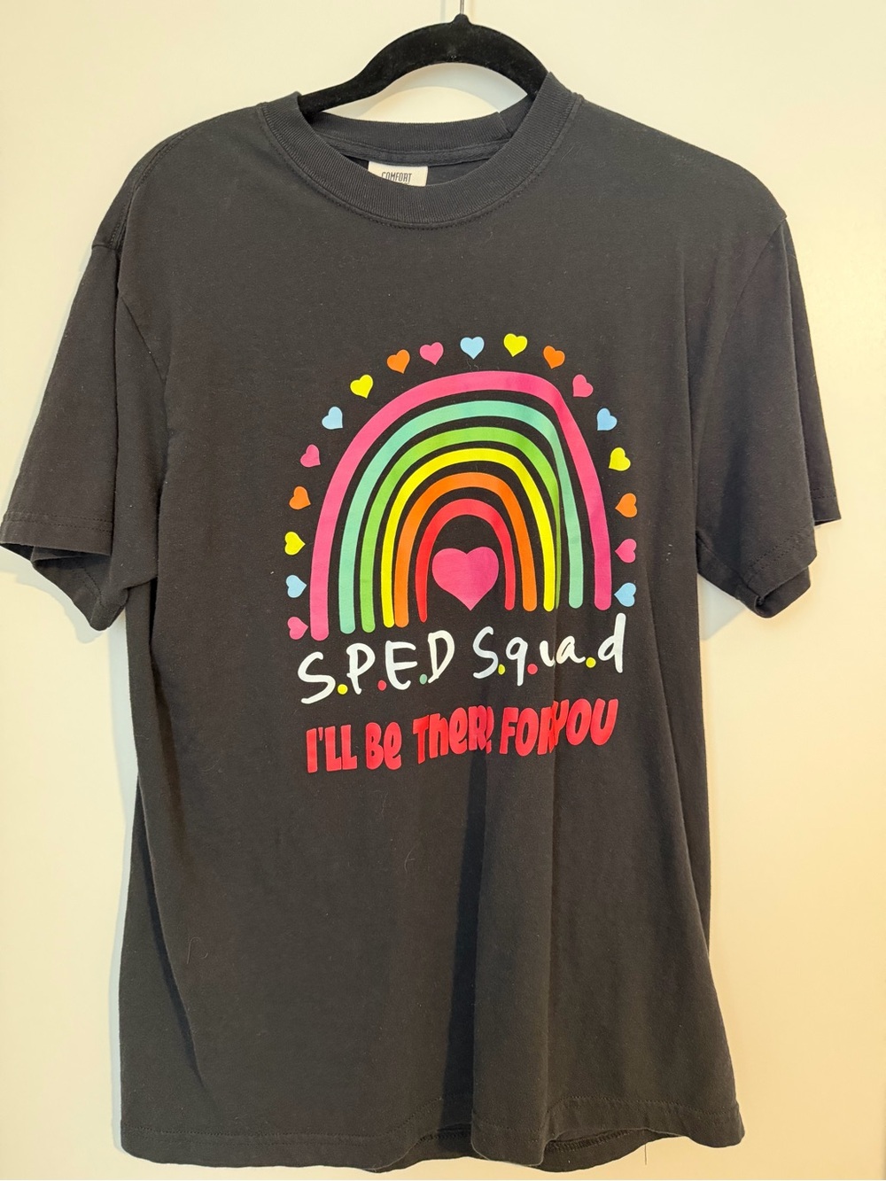 Black Rainbow Heart Graphic Tee - I'll Be There For You